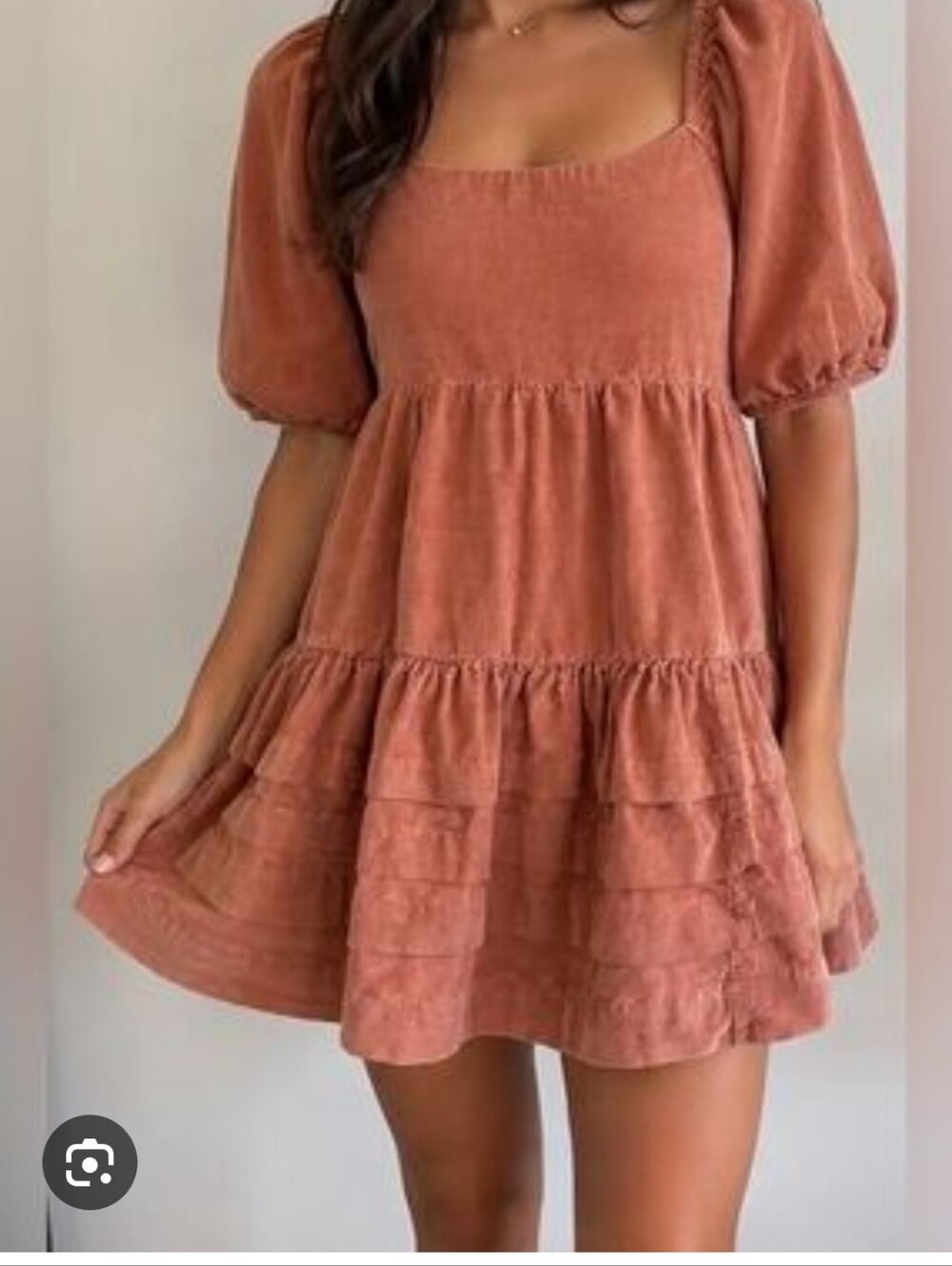 American Eagle Courdroy Tan Orange Tiered Mini Dress Size XL